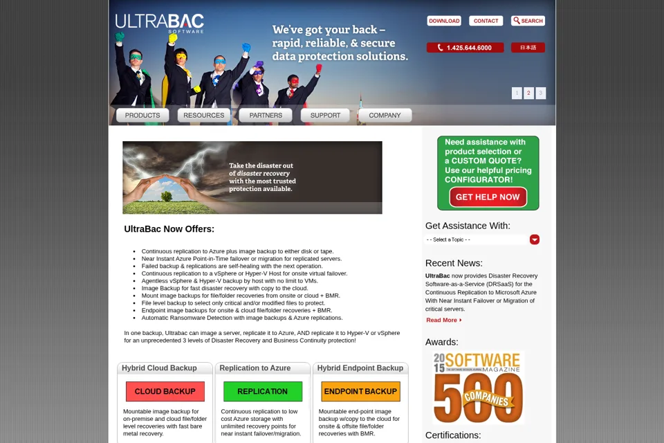 Aperçu de la landing page