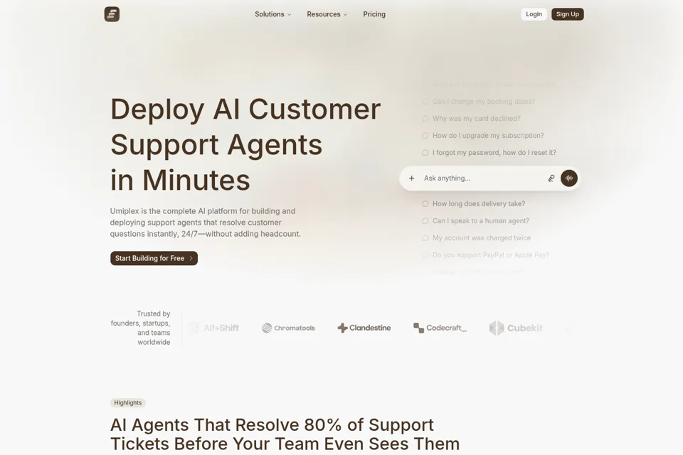Aperçu de la landing page