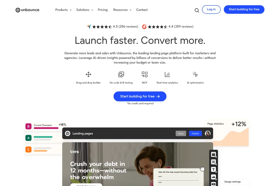 Aperçu de la landing page