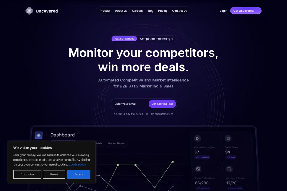 Aperçu de la landing page