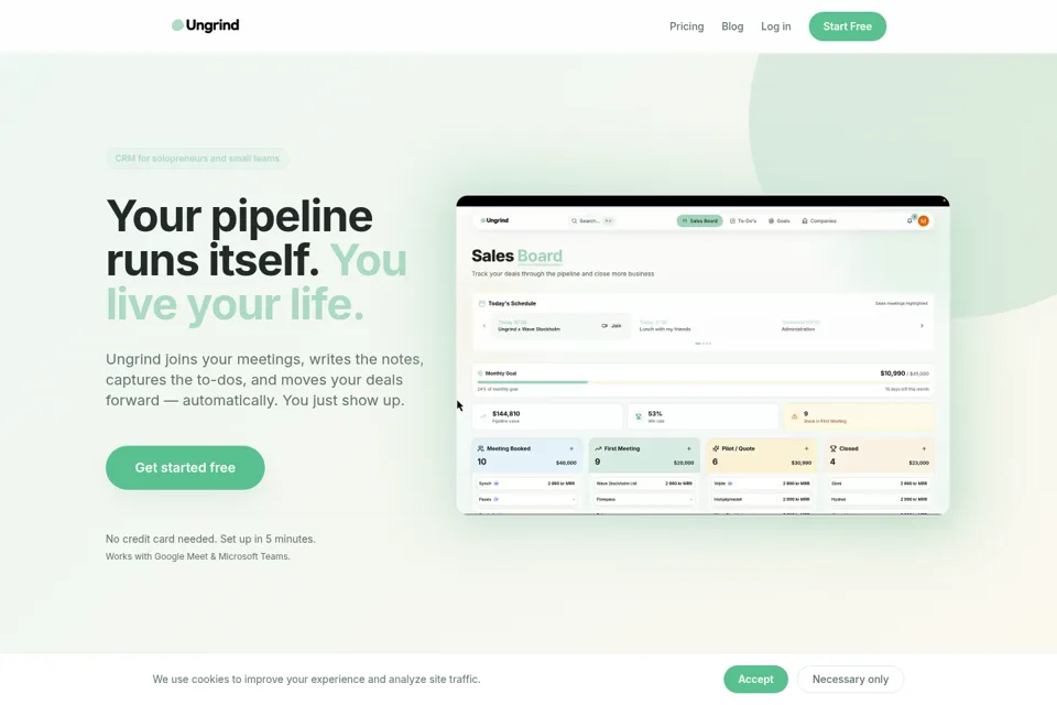 Aperçu de la landing page