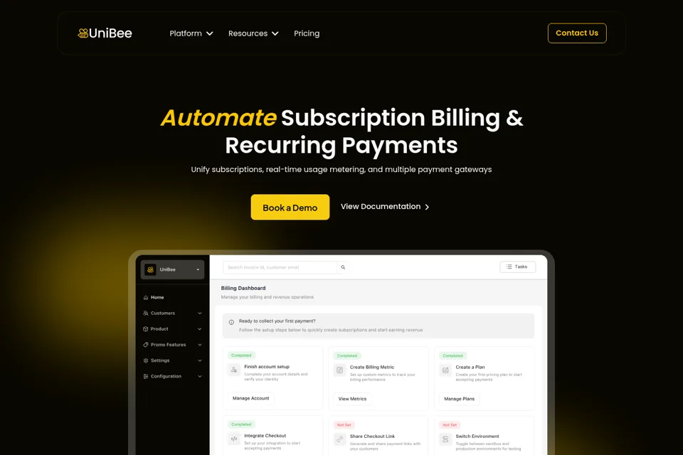 Aperçu de la landing page