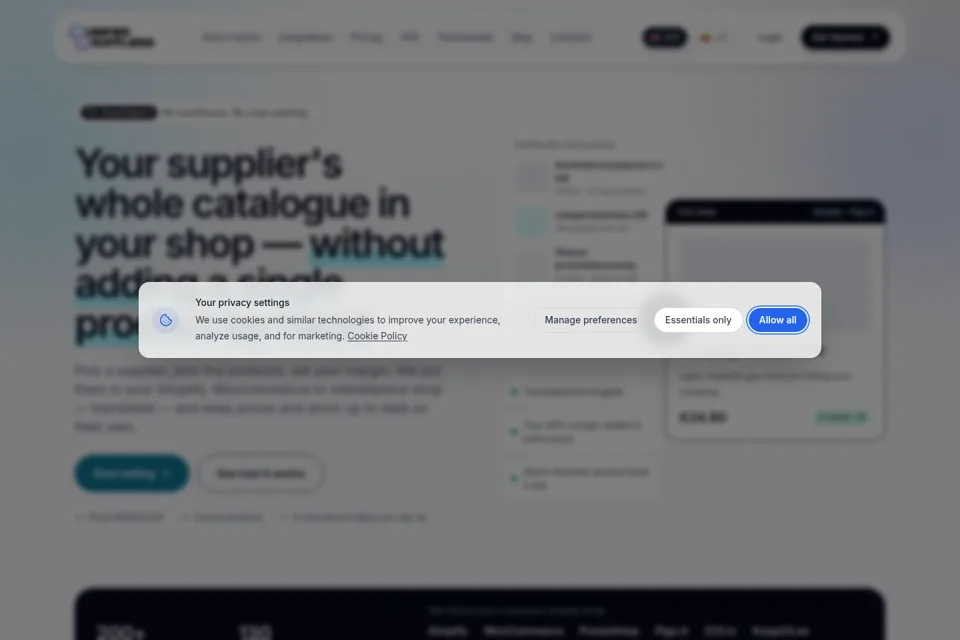 Aperçu de la landing page
