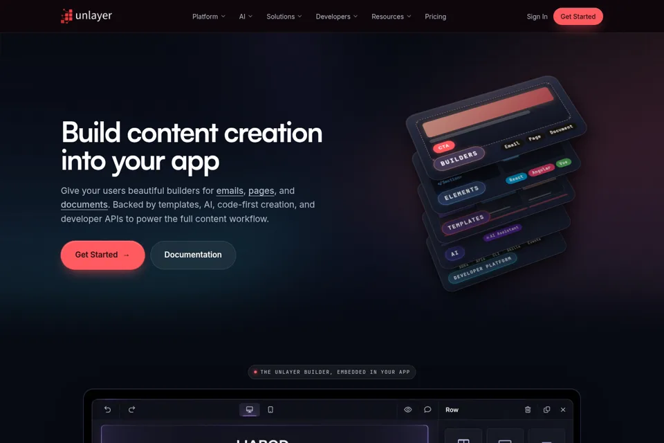 Aperçu de la landing page