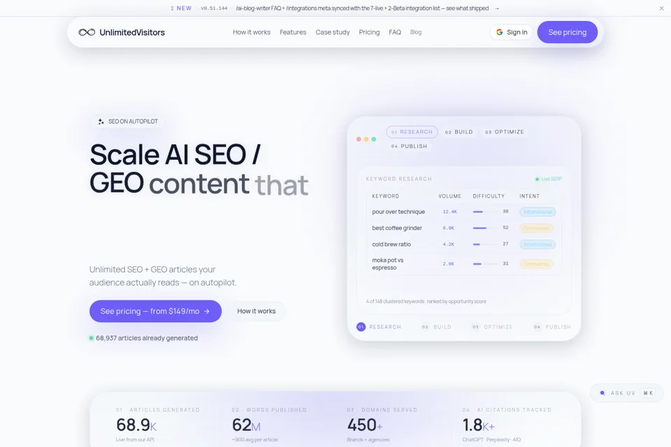 Aperçu de la landing page