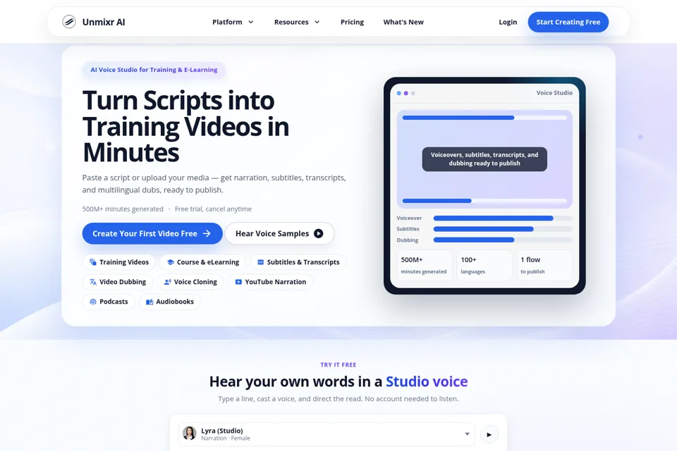 Aperçu de la landing page