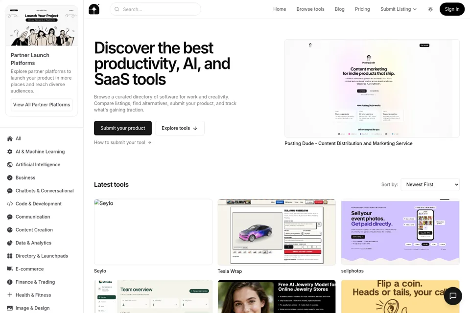 Aperçu de la landing page