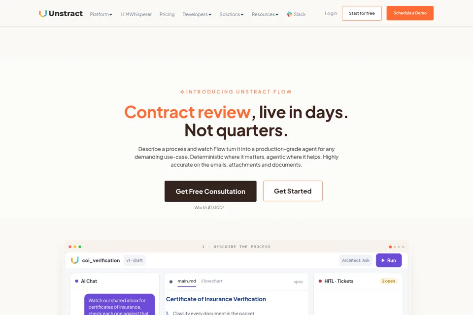 Aperçu de la landing page