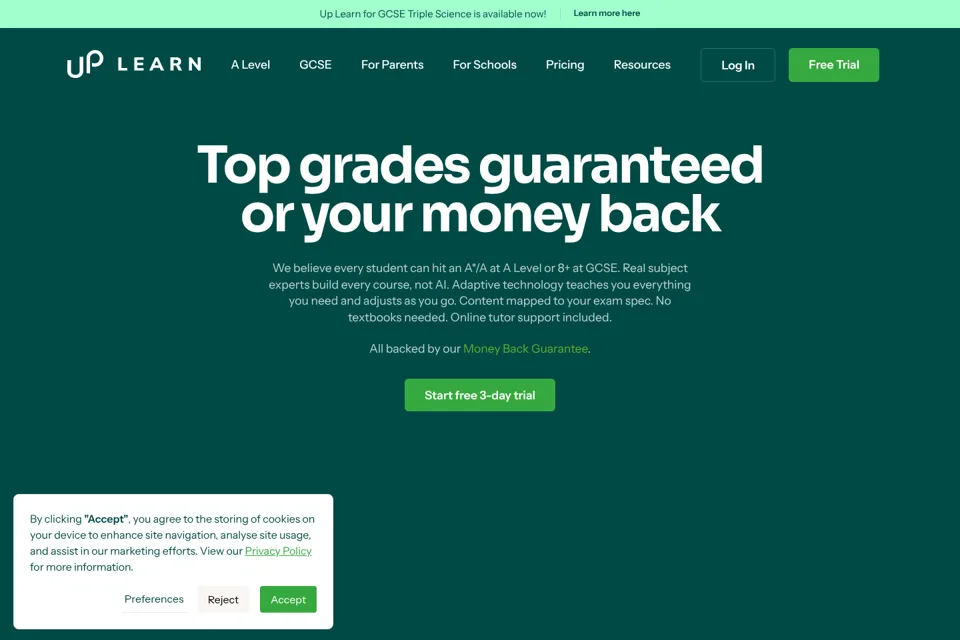 Aperçu de la landing page