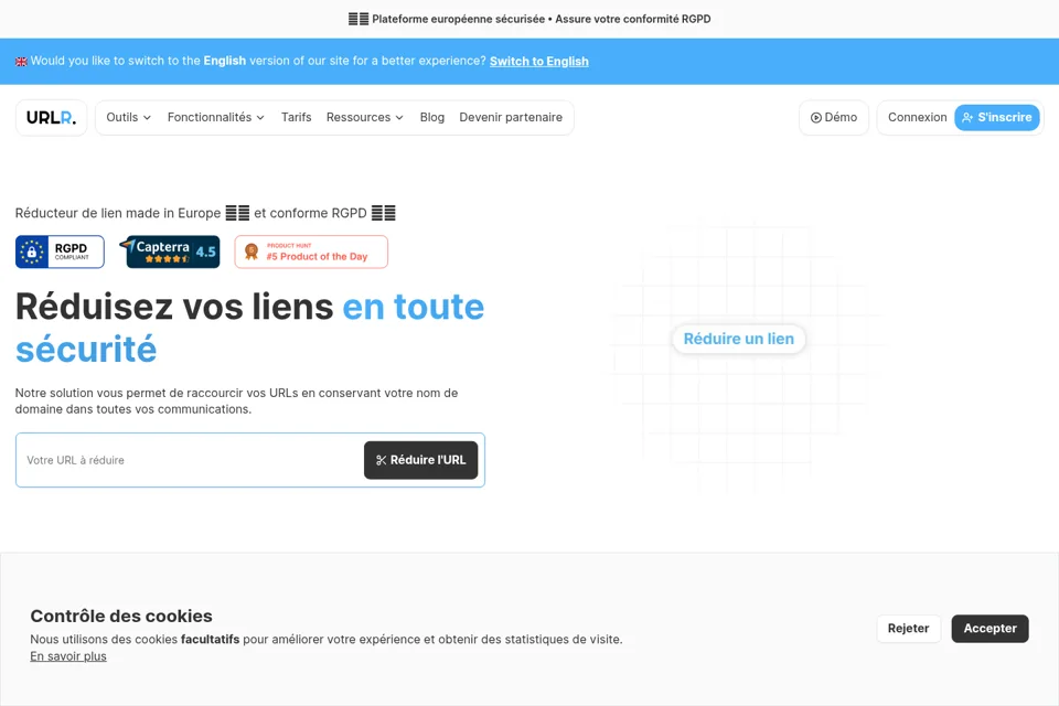 Aperçu de la landing page