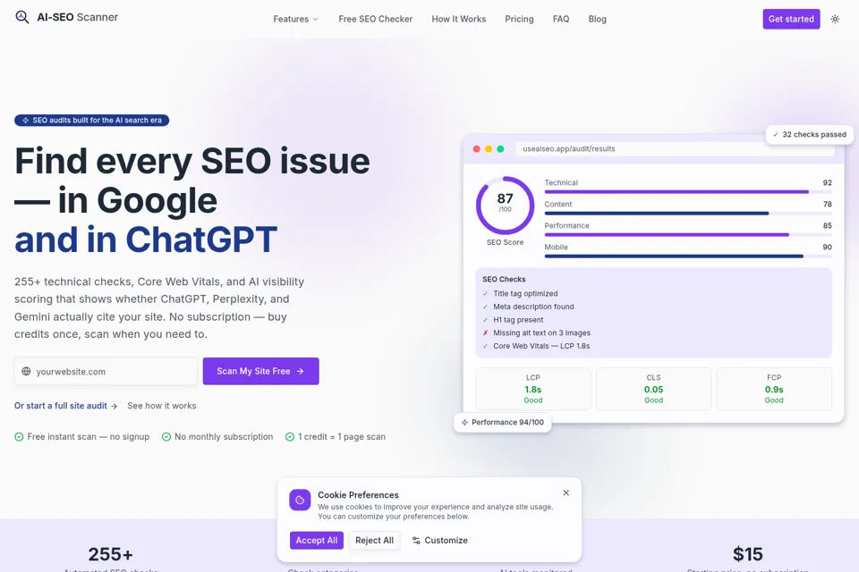 Aperçu de la landing page