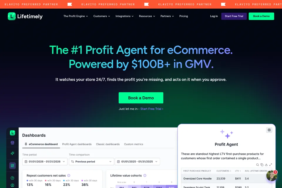 Aperçu de la landing page