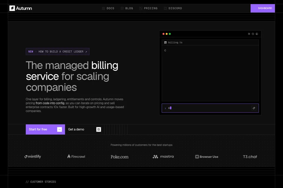 Aperçu de la landing page