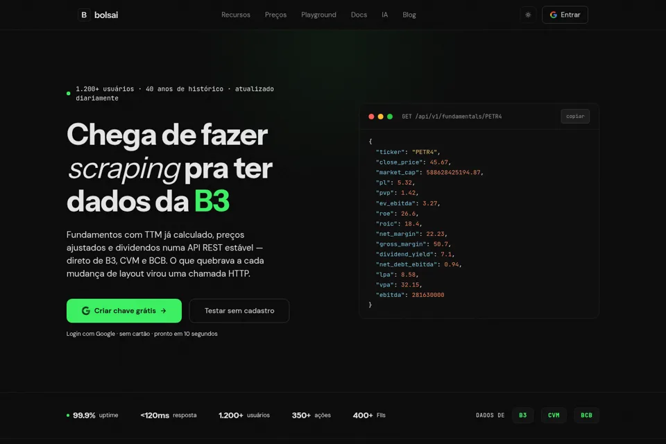 Aperçu de la landing page