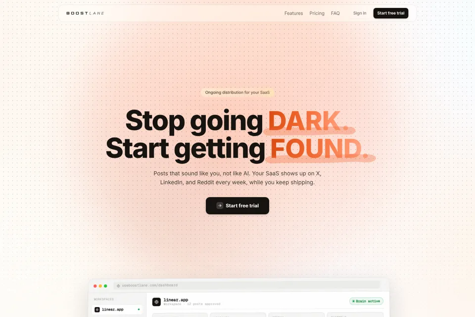 Aperçu de la landing page