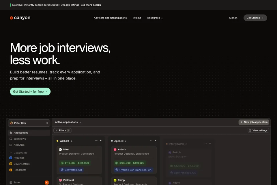 Aperçu de la landing page
