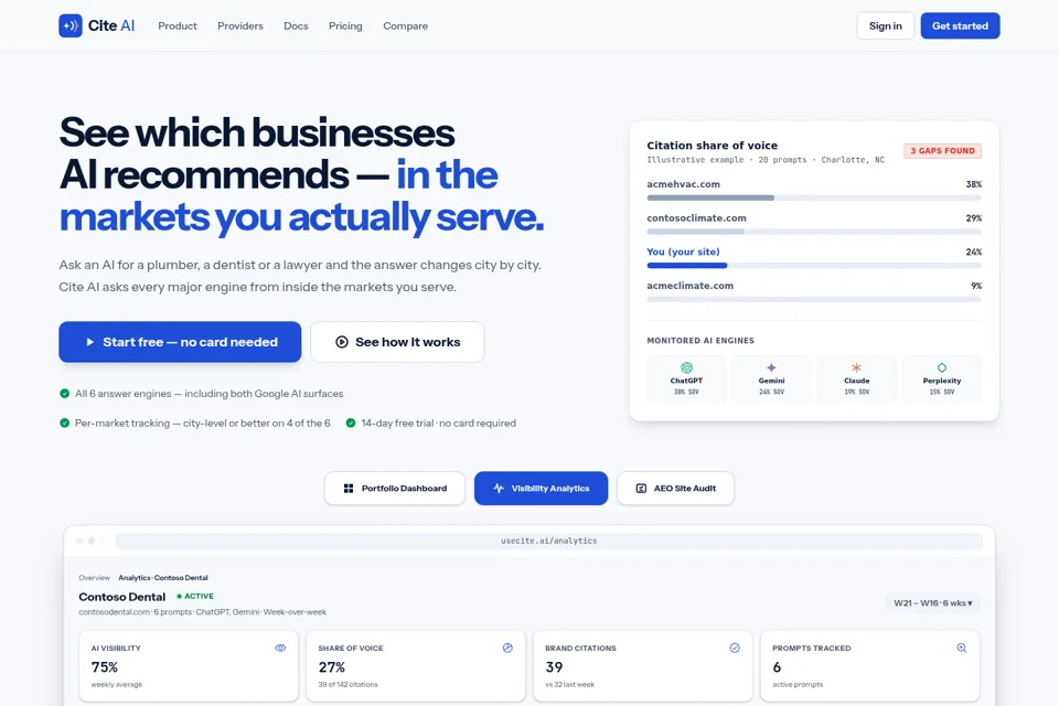 Aperçu de la landing page