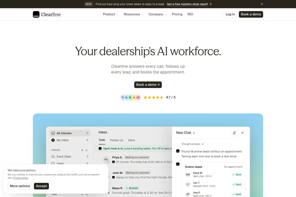 Aperçu de la landing page