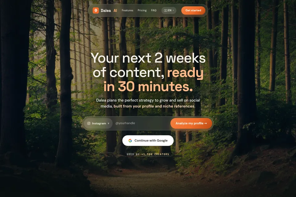Aperçu de la landing page