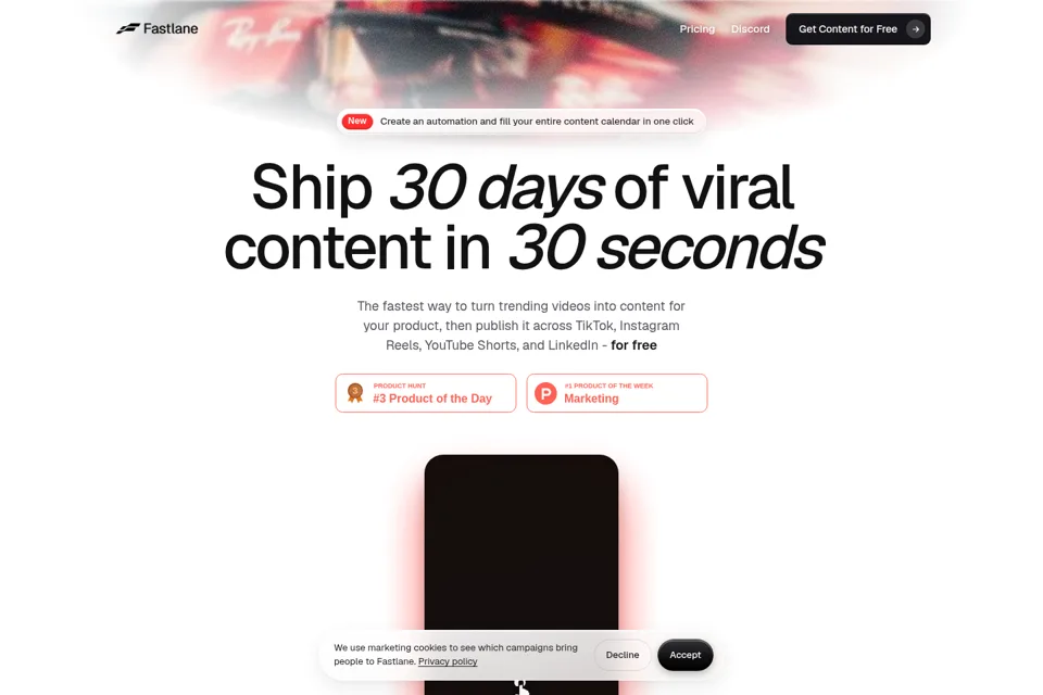 Aperçu de la landing page