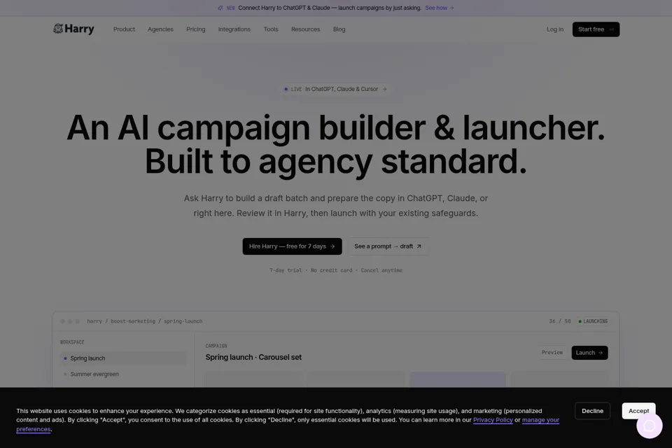 Aperçu de la landing page