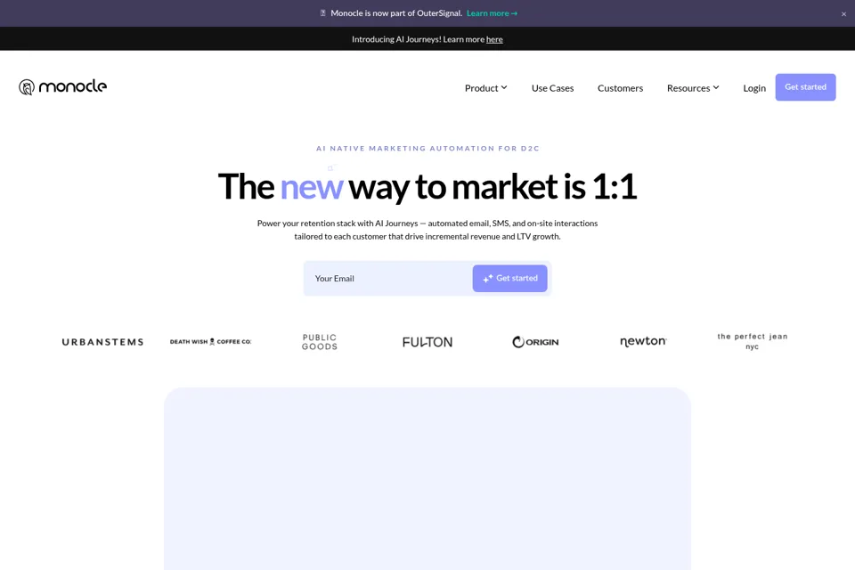 Aperçu de la landing page