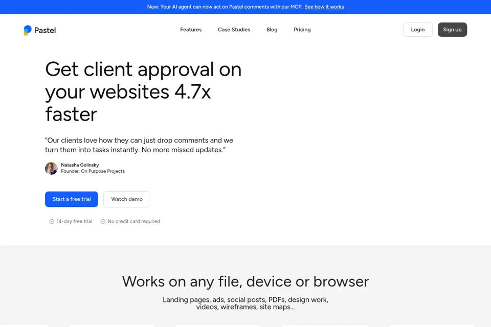 Aperçu de la landing page