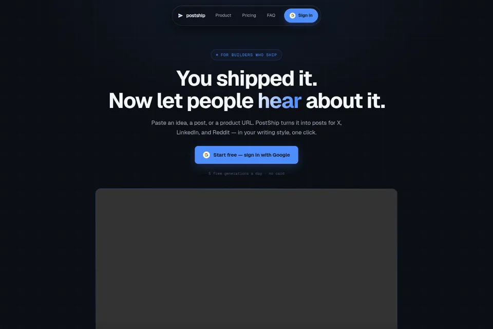 Aperçu de la landing page
