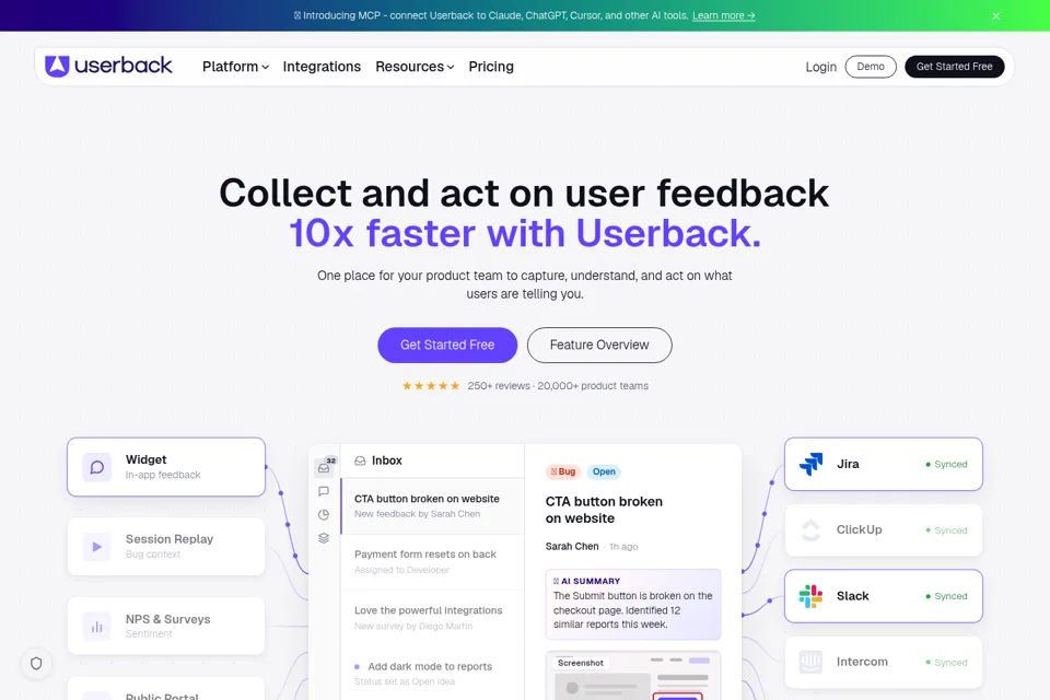 Aperçu de la landing page