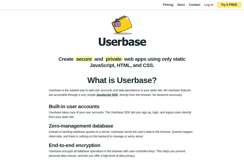 Aperçu de la landing page