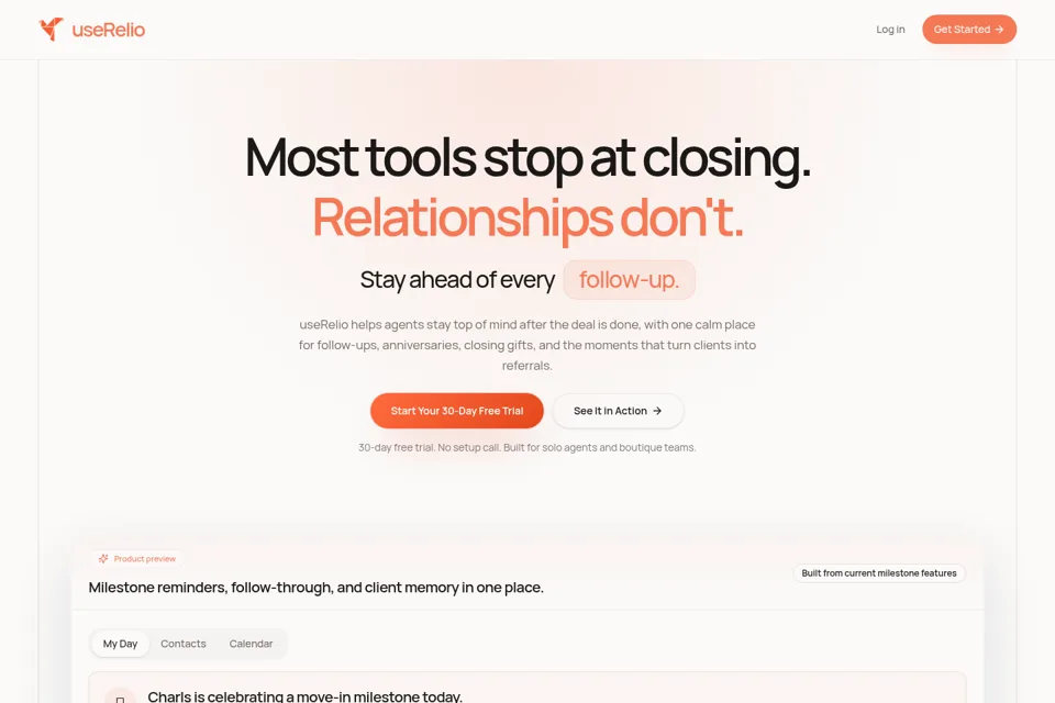 Aperçu de la landing page