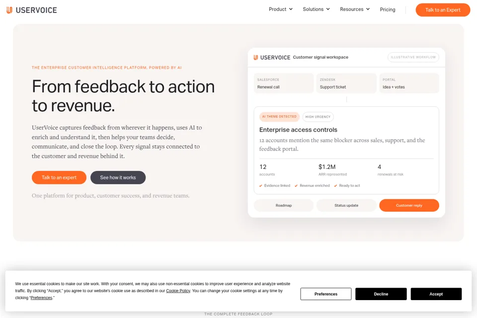 Aperçu de la landing page