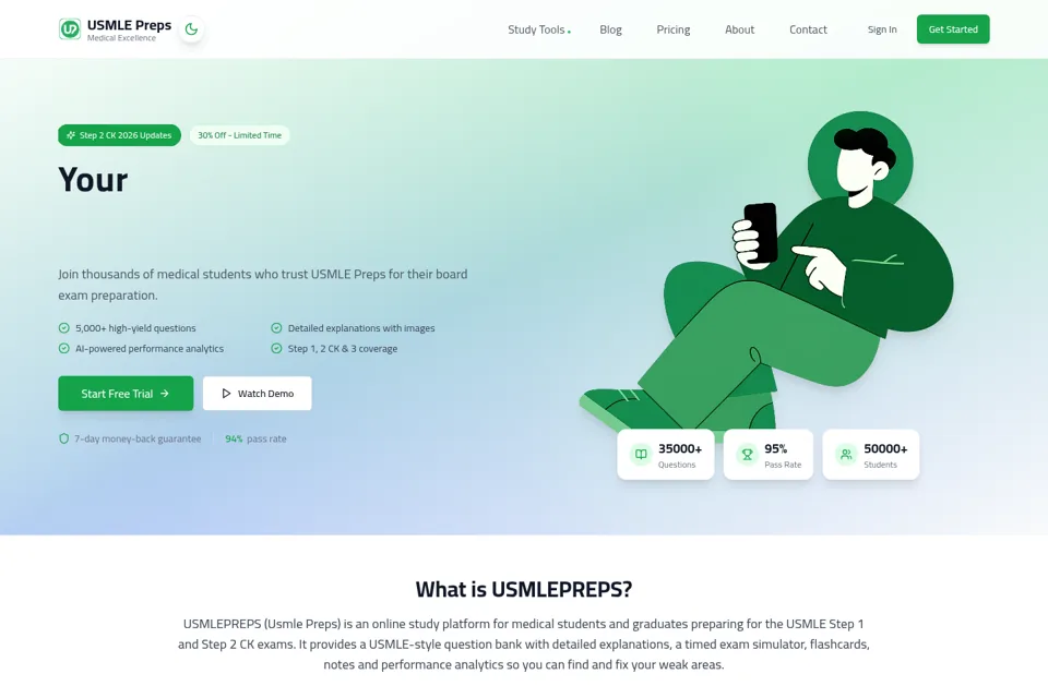 Aperçu de la landing page