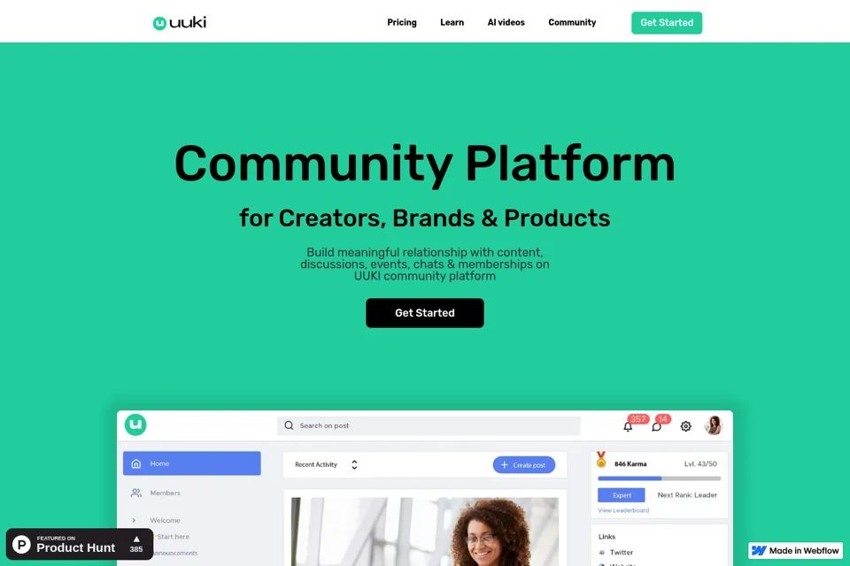 Aperçu de la landing page
