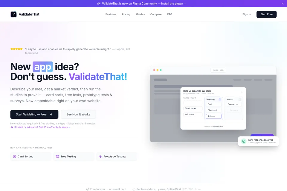 Aperçu de la landing page