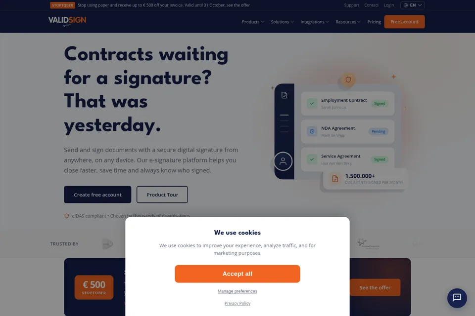 Aperçu de la landing page