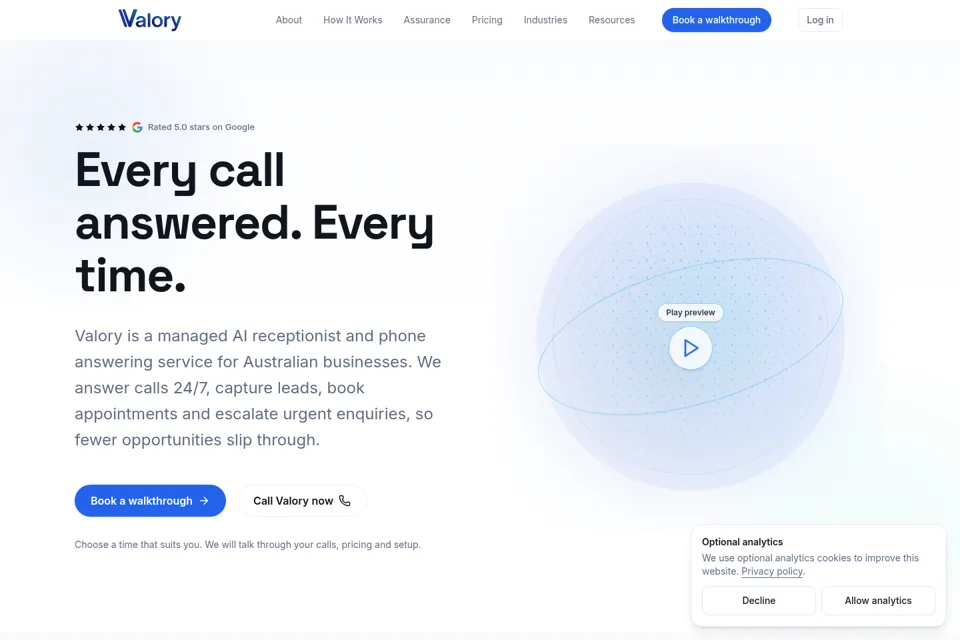 Aperçu de la landing page