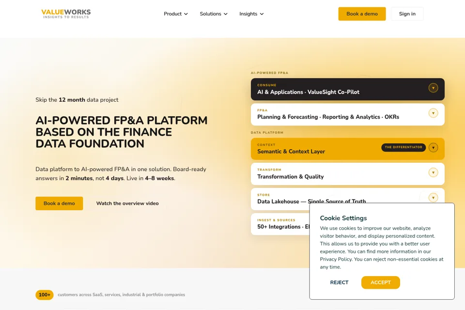 Aperçu de la landing page