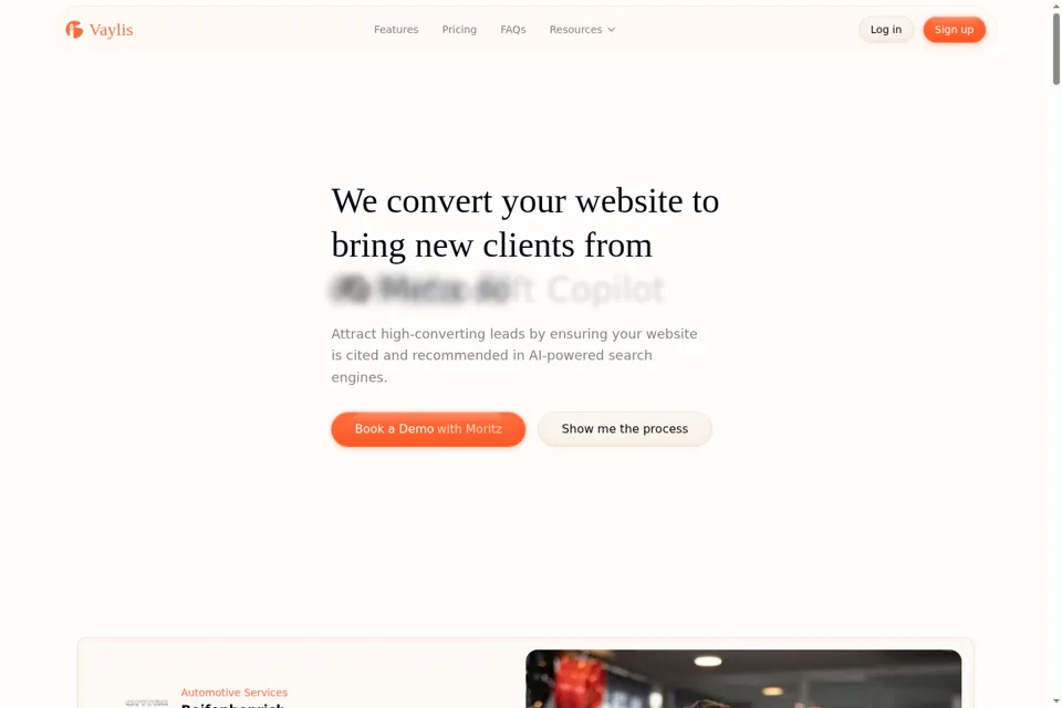 Aperçu de la landing page
