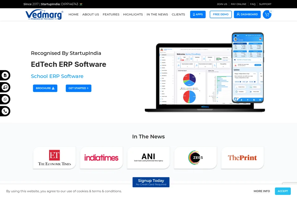 Aperçu de la landing page