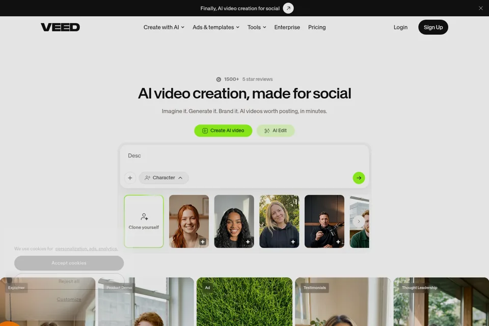 Aperçu de la landing page