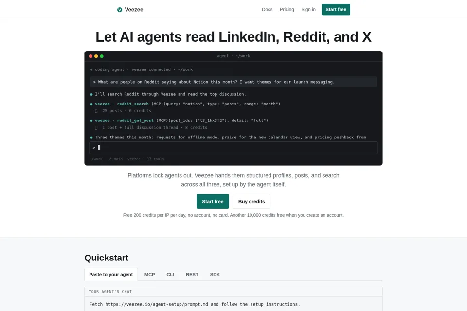 Aperçu de la landing page