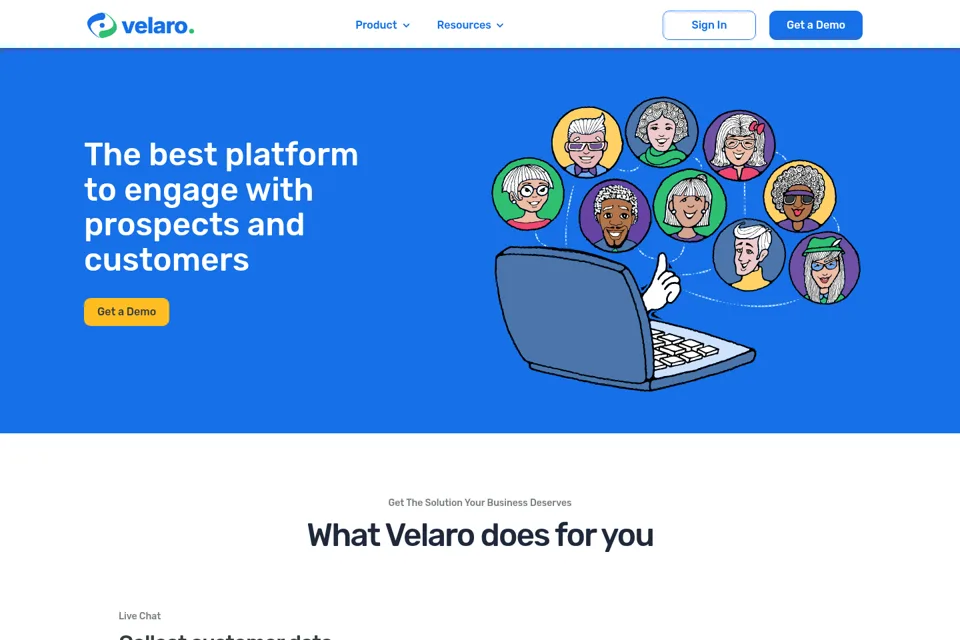 Aperçu de la landing page