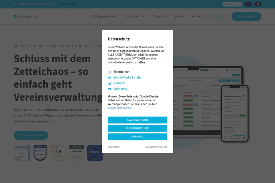 Aperçu de la landing page