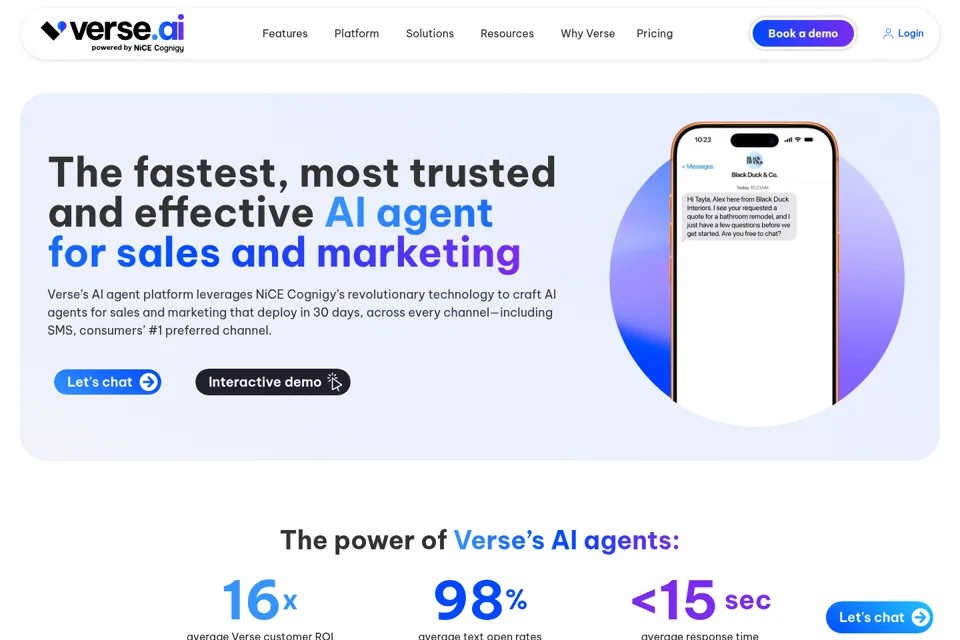 Aperçu de la landing page