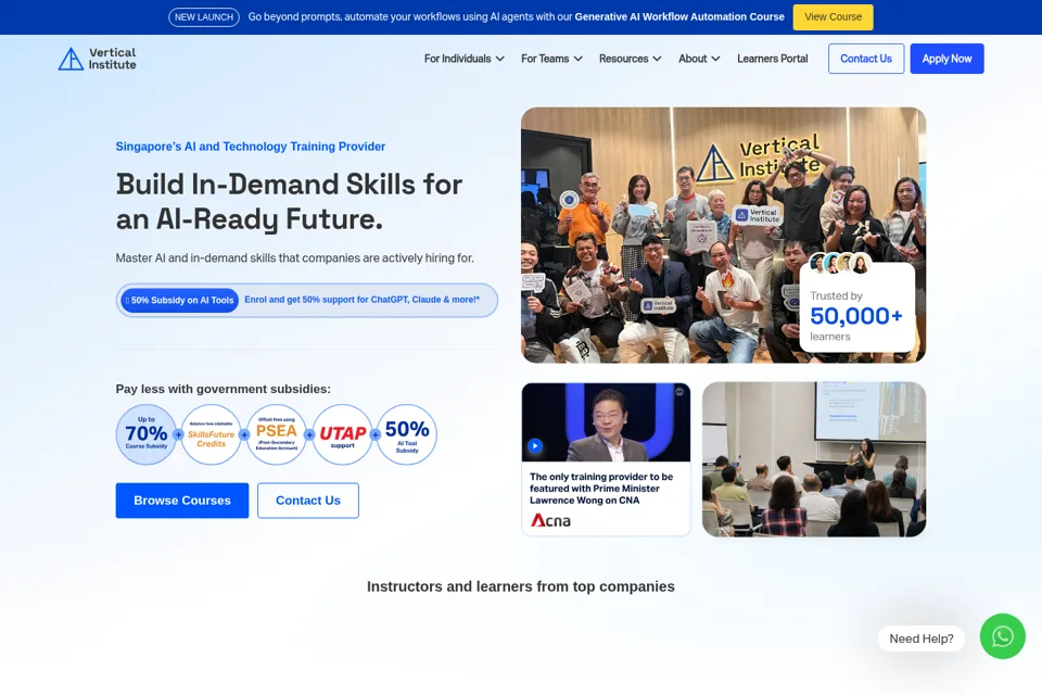 Aperçu de la landing page
