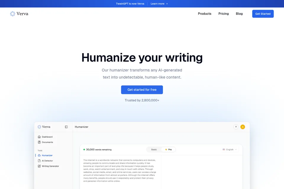 Aperçu de la landing page