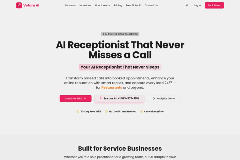 Aperçu de la landing page