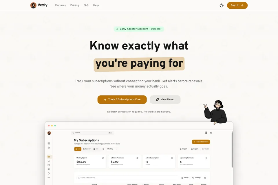 Aperçu de la landing page