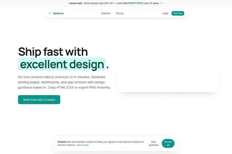 Aperçu de la landing page